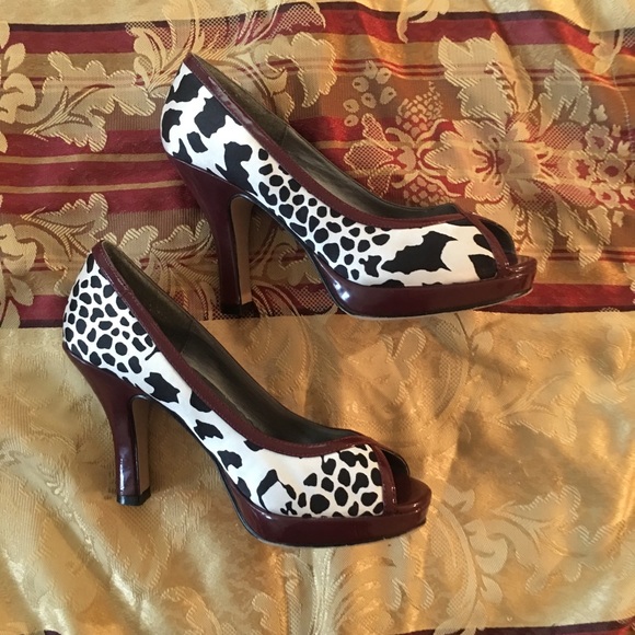 Steve Madden Shoes - Madden Girl maroon animal print peeptoe pumps